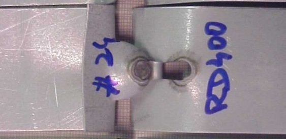 Figure 3: Fracture modes in thin (0.65-mm) DP 300/500 EG during tension-shear testing.L-2