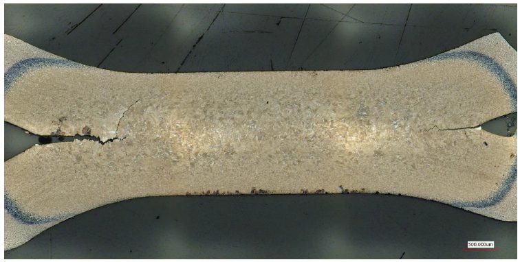 Figure 3: Cracking in the Weld Metal of Steel 8.