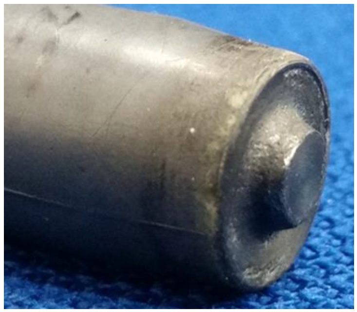 Figure 1: Representative Picture of a Silicon-Nitride FSSW Tool with a 10-mm-diameter Shoulder and a 1.15-mm Probe Length.