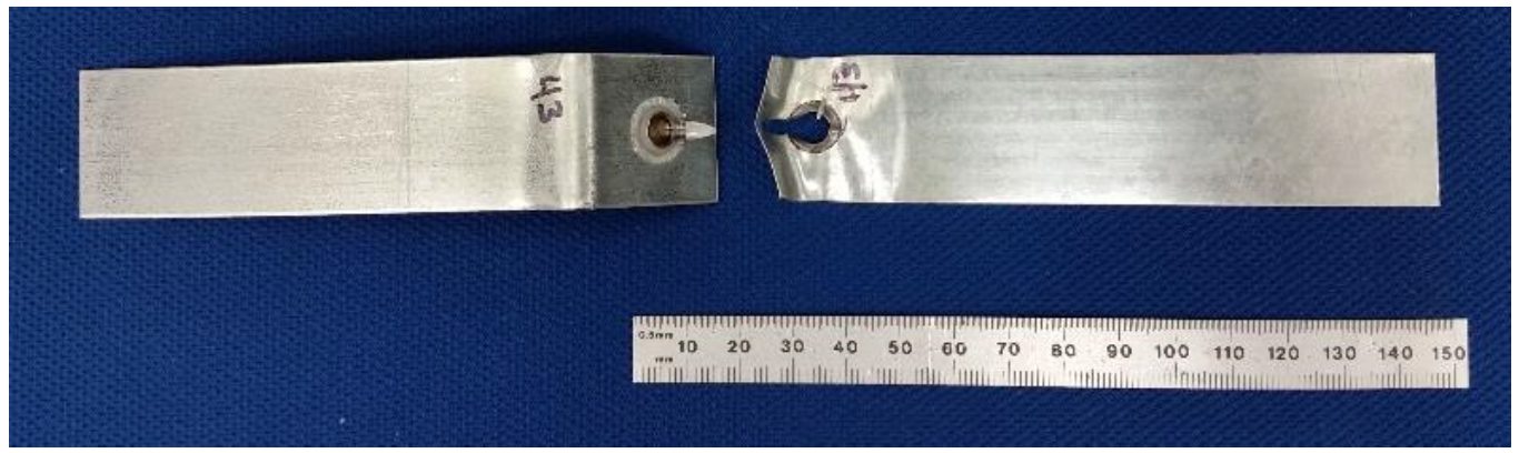 Figure 7: Friction Stir Spot Weld in 0.45-mm GMW2-HDG Fractured in T-Peel.