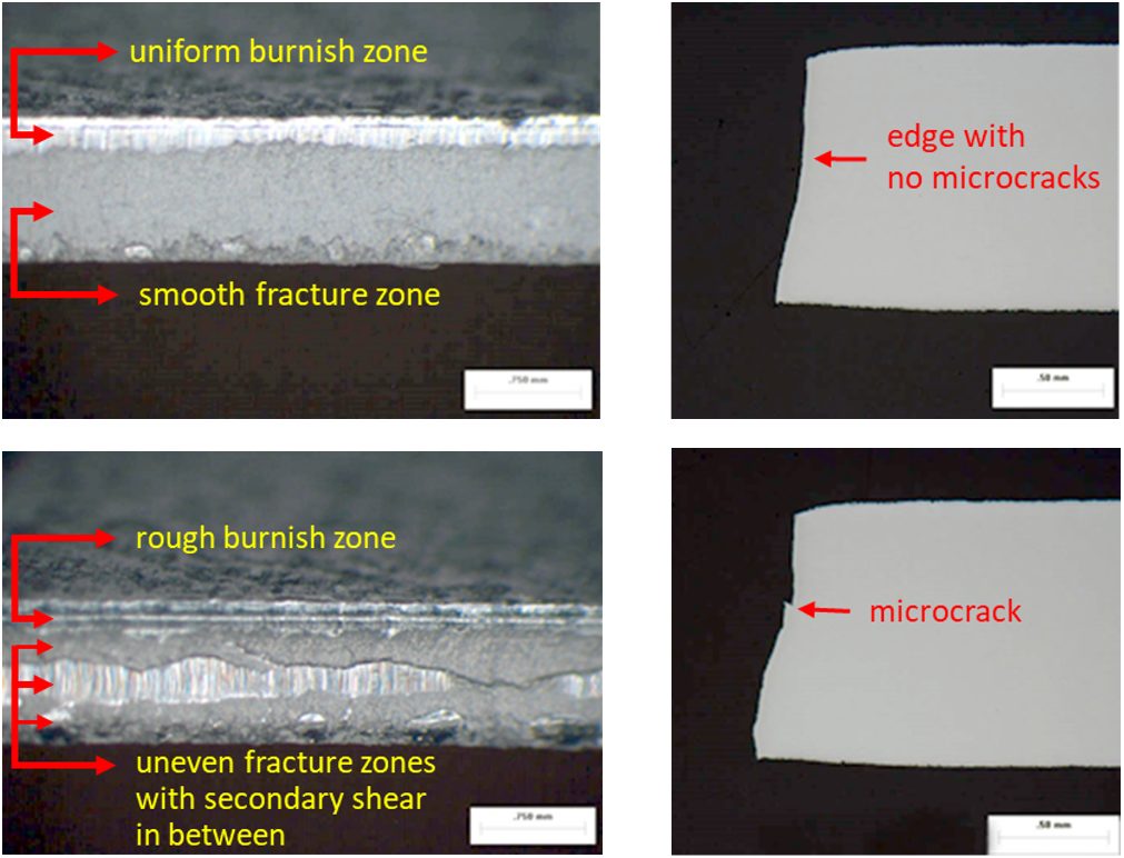 Figure 2: Cut edge uniformity influences edge quality.