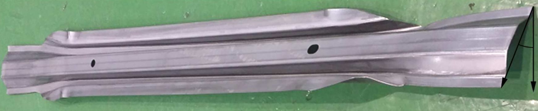 Figure 8: A roll stamped door beam formed on a conventional roll forming line eliminates the need for welding brackets at the edges. (Reference 2)