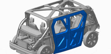 Animation of Steel E-Motive Scissor Doors