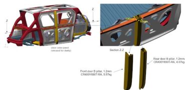 Image of hydro formed tube on the Steel E-Motive BIW Model