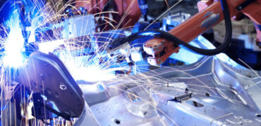 Photo of laser welding in an automotive manufacturing environment
