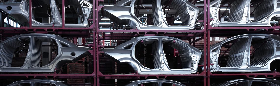 Stacks of steel body-in-whites
